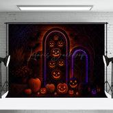 Lofaris Glow Jack Olantern Floral Scary Halloween Backdrop